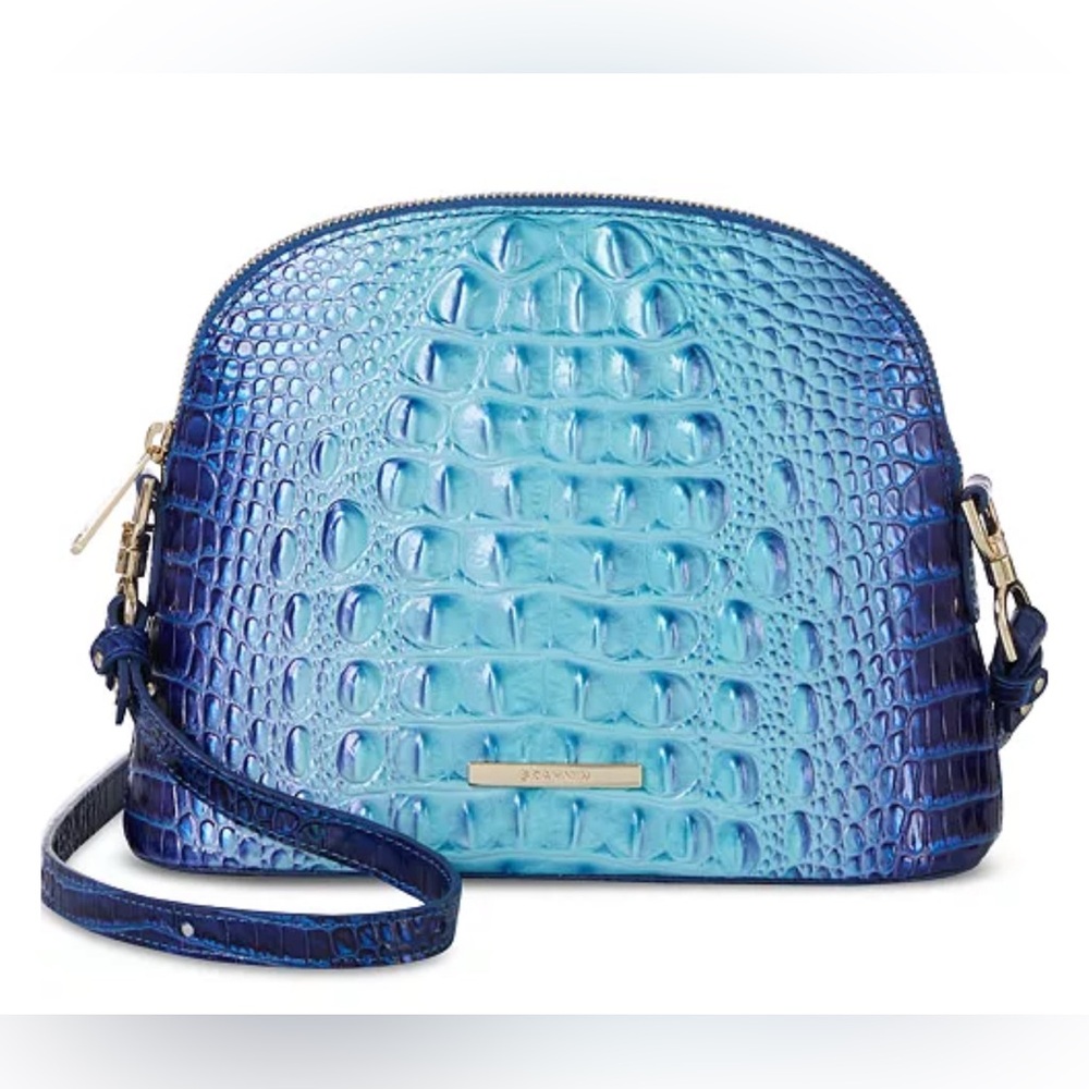Brahmin Ombre Blue Croc-Embossed Crossbody Bag
